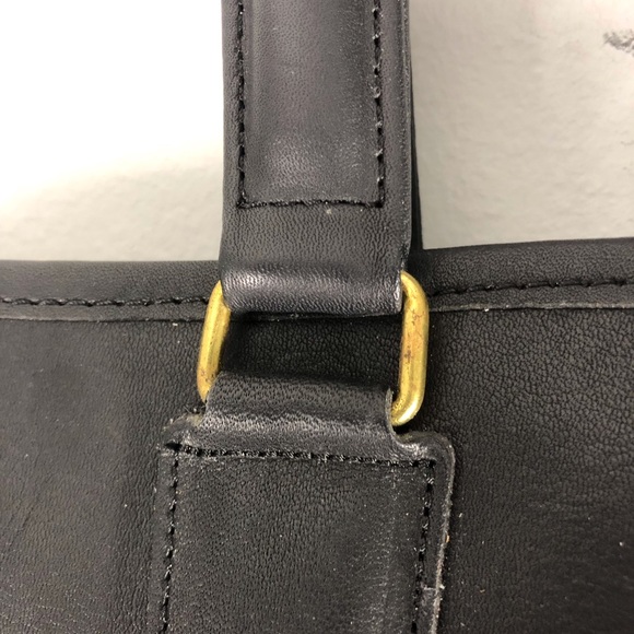 Vintage Rare Coach Black Leather Tote Satchel New York Original Paperwork Office - Picture 4 of 16